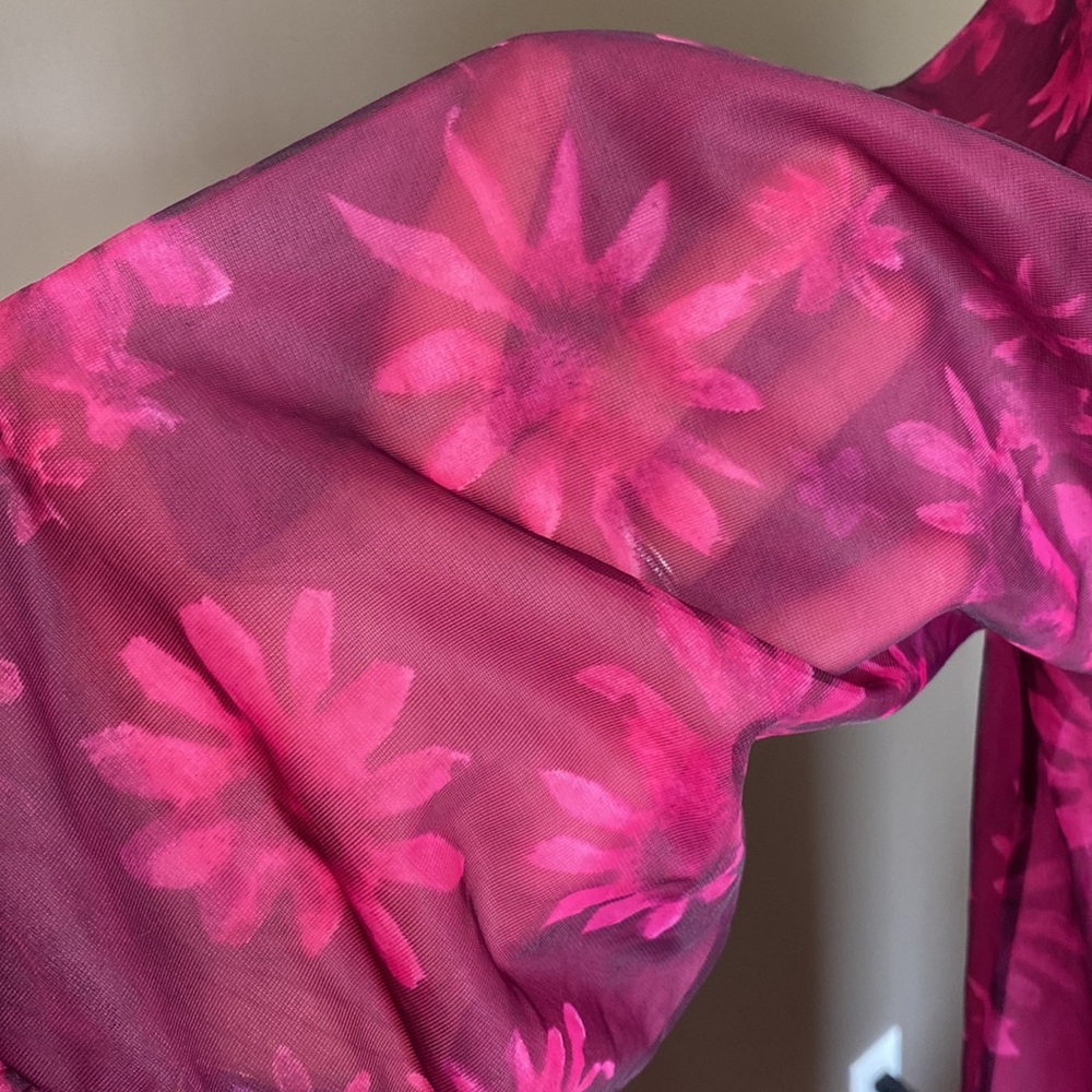 Habella Floral Print Sheer Ruffled Robe (Size S) - Picture 4 of 10